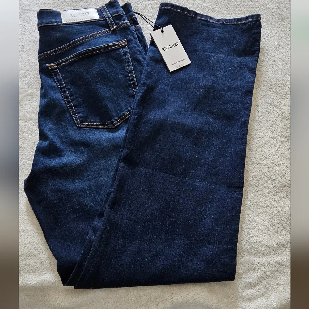 NWT RE/DONE Women's 90s High Rise Loose Jeans: Deep Faded Blue: Size- 30 - Picture 13 of 15